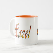 Hazel, naam, Logo, Oranje Combo Coffee Mok (Voorkant links)