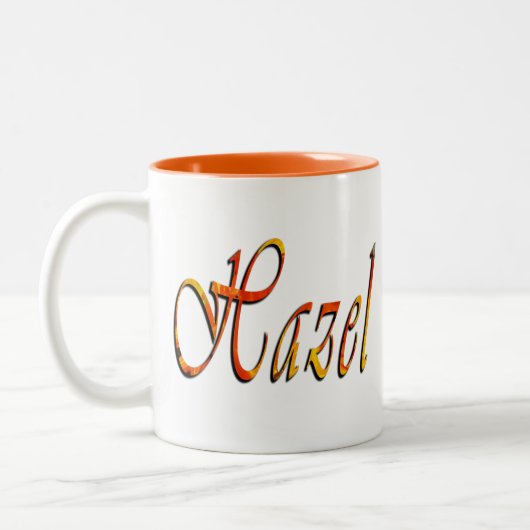 Hazel, naam, Logo, Oranje Combo Coffee Mok (Links)