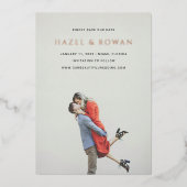 Hazel Photo Modern Wedding Save the Date Folie Uitnodiging (Voorkant)