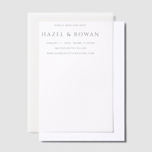 Hazel Photo Modern Wedding Save the Date Vellum Uitnodigingen (Offset)