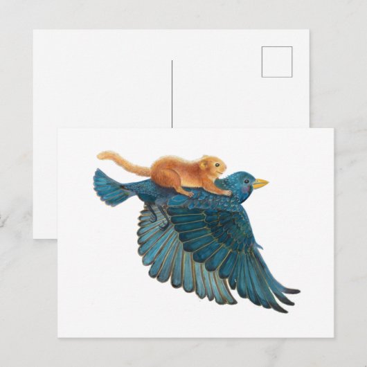 Hazel-slaapmuis en vleugelvliegtuig briefkaart (Voorkant / Achterkant)