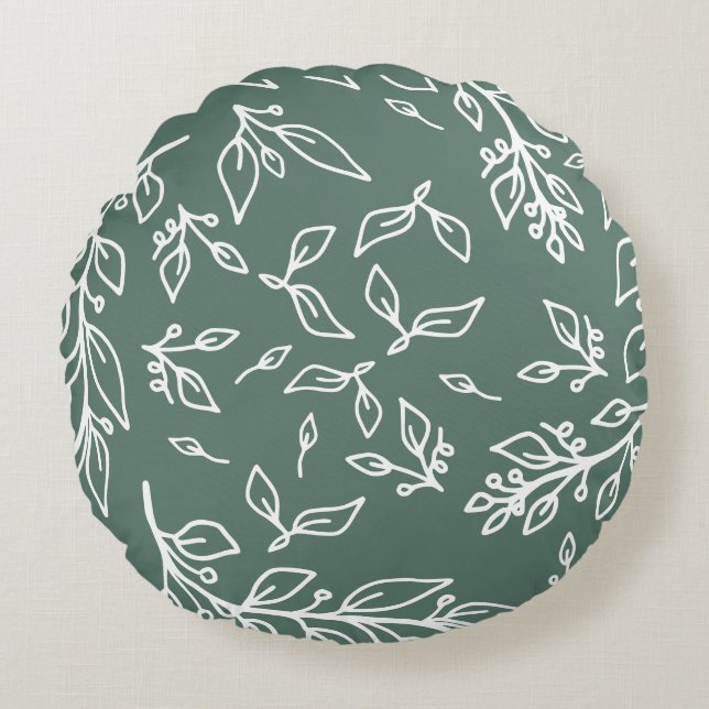 Hazel Spring Green Floral Rond Kussen (Voorkant)