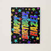 "HAZEL" Voornaam, geun "HAPPY BIRTHDAY" Legpuzzel (Verticaal)