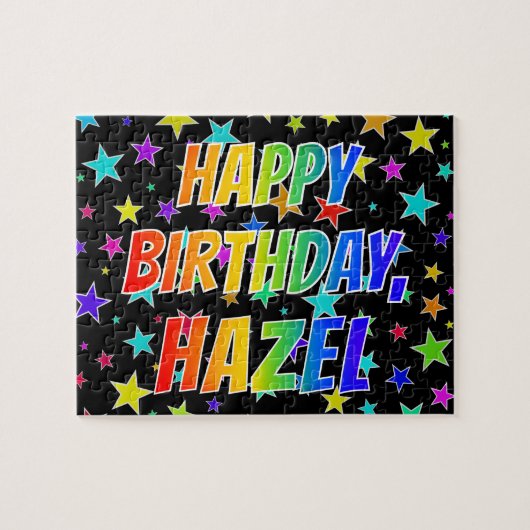 "HAZEL" Voornaam, geun "HAPPY BIRTHDAY" Legpuzzel (Horizontaal)