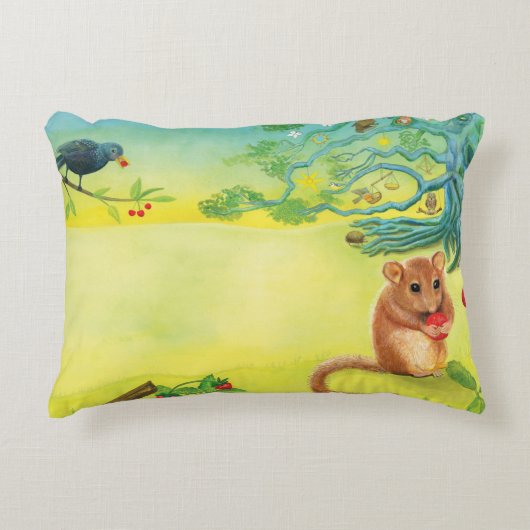 Hazelmuis Eet Wilde Aardbei Accent Kussen (Voorkant)