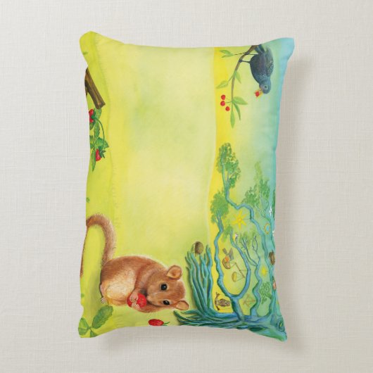 Hazelmuis Eet Wilde Aardbei  Accent Kussen (Achterkant (Verticaal))