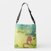 Hazelmuis eet Wilde Aardbei Crossbody Tas (Achterkant)