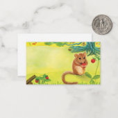 Hazelmuis eet wilde aardbei notitiekaartje (Voorkant / Achterkant in situ)