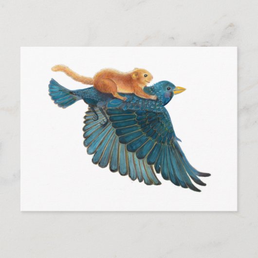 Hazelmuis & Spreeuw vliegend Briefkaart (Voorkant)