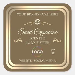 Hazelnoot Bruin Product Label Goud Lijst met Logo