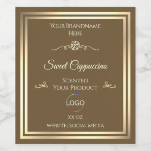 Hazelnoot Bruin Product Label Goud Lijst met Logo Wijn Etiket
