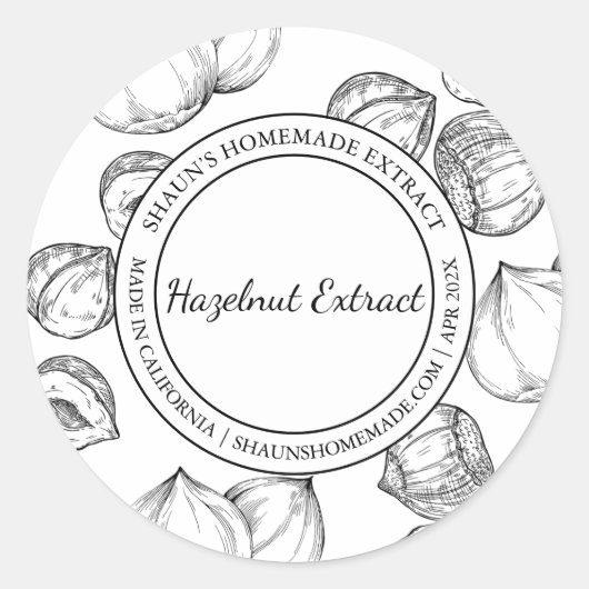 Hazelnoot Extract Schets Modern label (Voorkant)