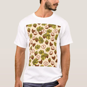 Hazelnootbladeren eikels naadloos patroon t-shirt