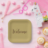 Hazelnootkleur Welkom Professionele Naam Sjabloon Papieren Bordje (Feest)