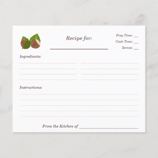 Hazelnoten Bruidsmeisjesfeest Receptkaart (Voorkant)