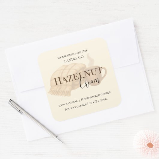 Hazelnut Cream | Cozy Neutral Soy Candle Label (Envelop)