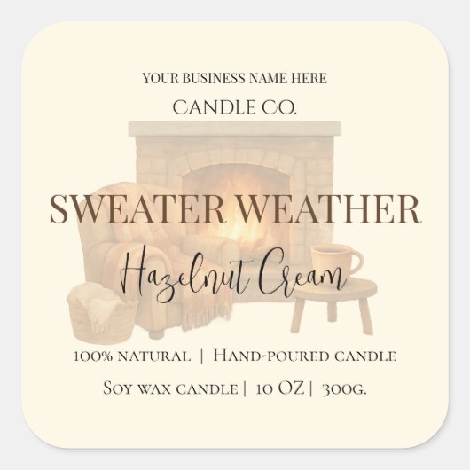 Hazelnut Cream | Cozy Neutral Soy Candle Label (Voorkant)