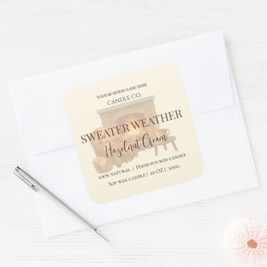 Hazelnut Cream | Cozy Neutral Soy Candle Label (Envelop)
