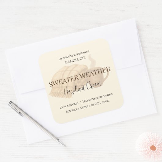 Hazelnut Cream | Cozy Neutral Soy Candle Label (Envelop)