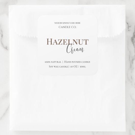 Hazelnut Cream | Cozy Neutral Soy Candle Label (Tas)