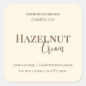 Hazelnut Cream | Cozy Neutral Soy Candle Label (Voorkant)
