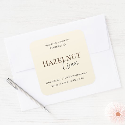 Hazelnut Cream | Cozy Neutral Soy Candle Label (Envelop)