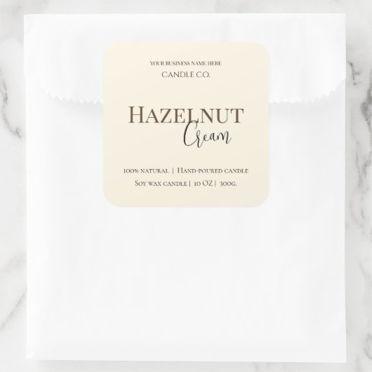 Hazelnut Cream | Cozy Neutral Soy Candle Label (Tas)