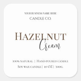Hazelnut Cream | Gezellig Neutraal Sojakaarslabel Vierkante Sticker