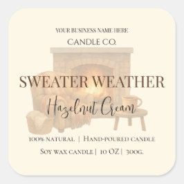 Hazelnut Cream | Gezellige Neutrale Sojakaars Labe Vierkante Sticker