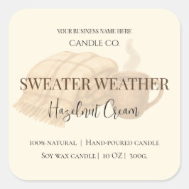 Hazelnut Cream | Gezellige Neutrale Sojakaars Labe Vierkante Sticker
