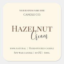 Hazelnut Cream | Gezellige Neutrale Sojakaars Labe Vierkante Sticker