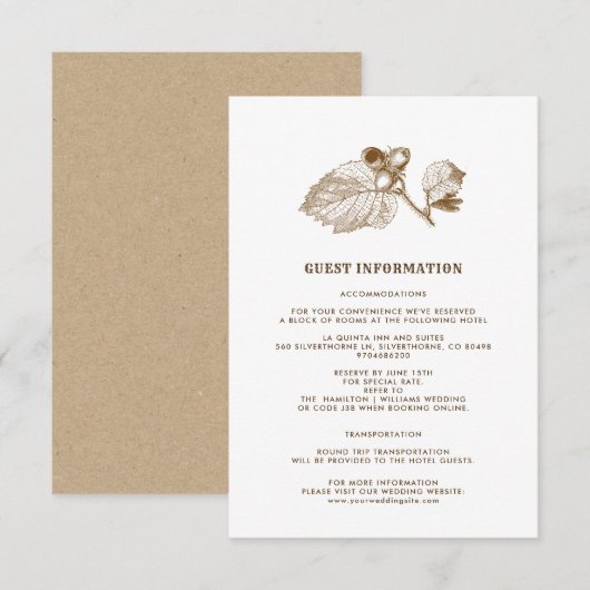 Hazelnut Tak Detailkaart van Kraftpapier voor de T Kaart (Voorkant / Achterkant)