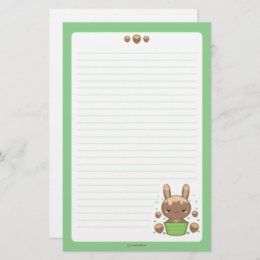 Hazelnut Truffle Bunny Briefpapier (Voorkant / Achterkant)
