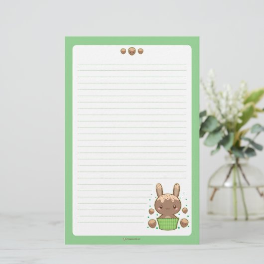 Hazelnut Truffle Bunny Briefpapier (Staand voorkant)