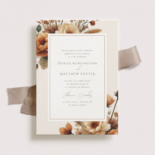 Hazelwood Herfst Waterverf Floral Wedding Kaart