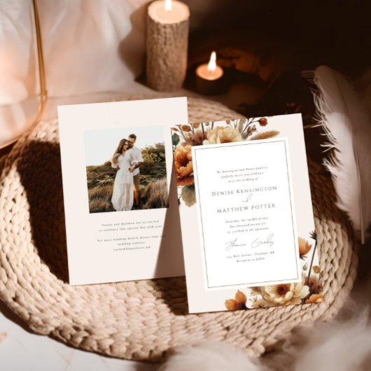 Hazelwood Herfst Waterverf Floral Wedding Kaart