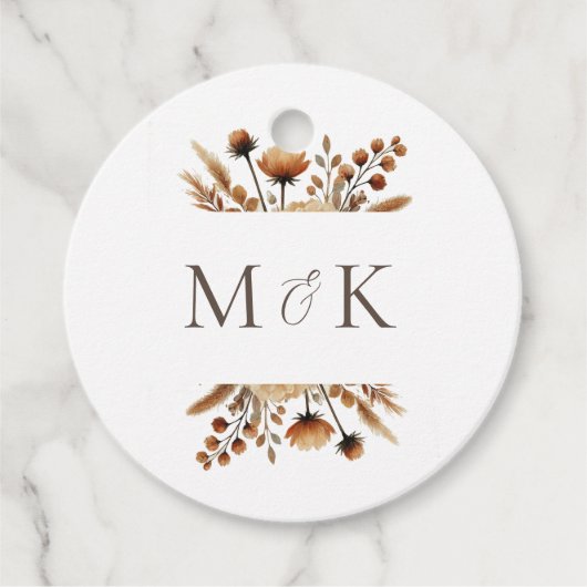 Hazelwood Waterverf Herfst Floral Wedding Bedankjes Labels (Voorkant)