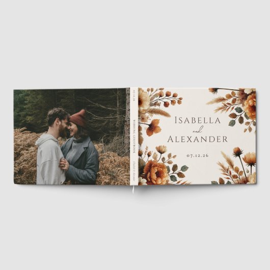 Hazelwood Waterverf Herfst Floral Wedding Gastenboek (Volledig)
