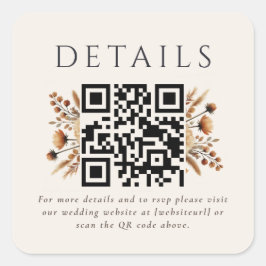 Hazelwood Wedding QR Code Vierkante Sticker