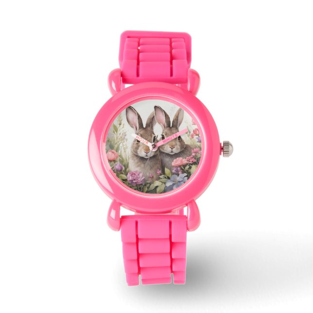 Hazen en wilde bloemen horloge (Voorkant)