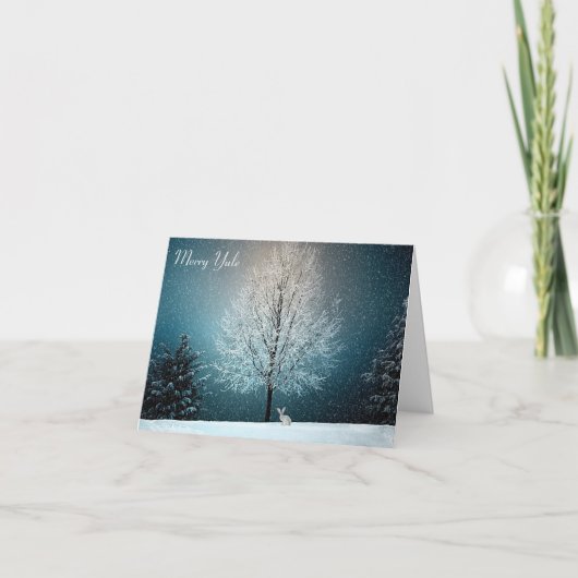 Hazen in de sneeuw (Yule) Feestdagen Kaart (Voorkant)