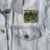 Hazen in een hout vierkante button 5,1 cm (In situ)