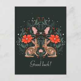 Hazen met bloemen en Noordse motieven Briefkaart