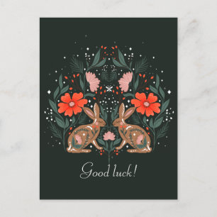 Hazen met bloemen en Noordse motieven Briefkaart