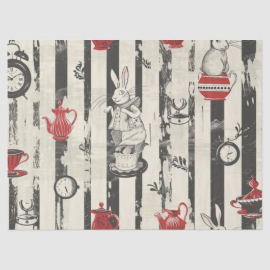 Hazen Theepotten Klokken Alice in Wonderland Decou Tissuepapier (Voorkant)