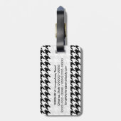 Hazenpoot zwart-wit decoratief kunstpatroon bagagelabel (Achterkant verticaal)