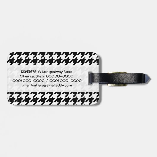 Hazenpoot zwart-wit decoratief kunstpatroon bagagelabel (Achterkant horizontaal)
