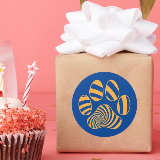 Hazie Pet Paw Print Ronde Sticker (Feest)
