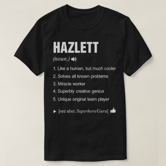 Hazlett Name Definition Retro Family Funny  T-shirt (Design voorkant)