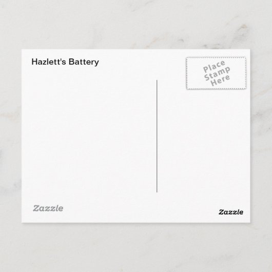 HAZLETT'S BATTERIJ BRIEFKAART (Achterkant)